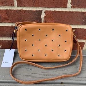 NWOT Clare V. Cuoio Leather with Grommets Midi Sac Crossbody Bag